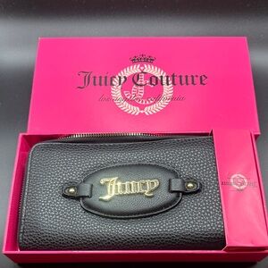 New Juicy Couture Black Wallet with Gold Logo